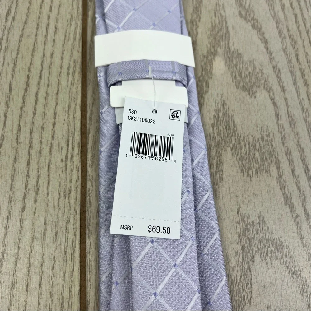 584 - Calvin Klein Tie 530 Purple Block Square CK21100022 Silk Blend MSRP $69.50